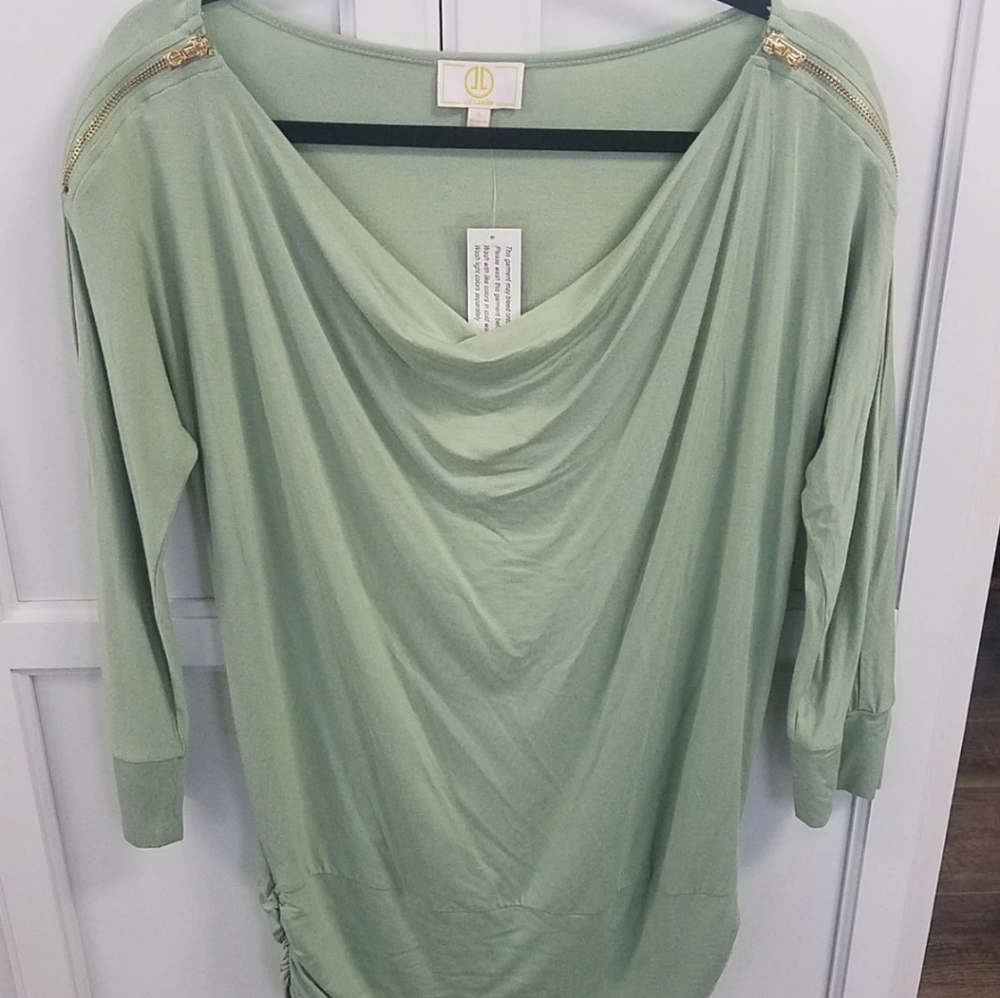 Liz Lange Maternity Shirt NWT Sz Small Green Dressy Career 3/4 Sleeves